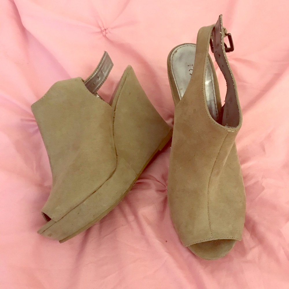 Taupe Suede Wedges